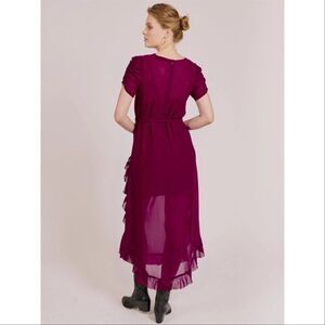 NEW Goldie London Tula Sheer Short Sleeve Maxi Dress in Purple Small